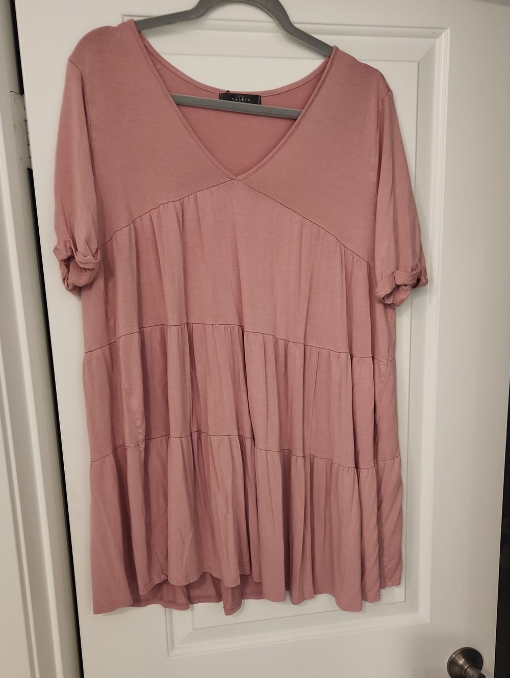 Pink Tiered V-Neck Women’s Dress